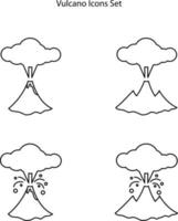 icono de línea de erupción de volcán. signo de estilo lineal para concepto móvil y diseño web. erupción de volcán de montaña con icono de vector de contorno de lava. símbolo, ilustración de logotipo.