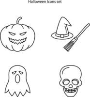 conjunto de iconos de halloween aislado sobre fondo blanco. icono de halloween contorno de línea delgada símbolo lineal de halloween para logotipo, web, aplicación, ui. icono de halloween signo simple. vector