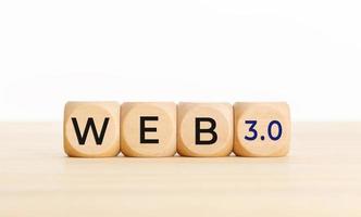 Web 3.0 concept. Wooden blocks with text. Copy space photo