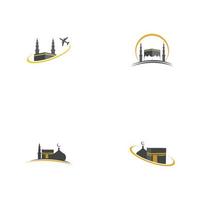 set of hajj and umrah logo illustration vector