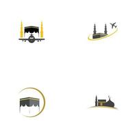 set of hajj and umrah logo illustration vector