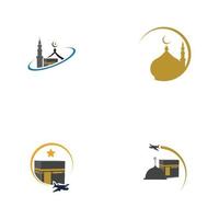 set of hajj and umrah logo illustration vector