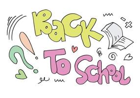 Back to school banner in cute handwritten back to school. Vector illustration.