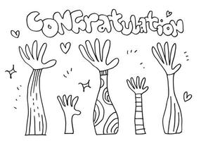 Applause hand draw on white background with congratulation text.vector illustration. vector