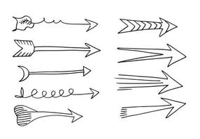 elementos de diseño de garabatos. flechas dibujadas a mano aisladas sobre fondo blanco. ilustración vectorial vector