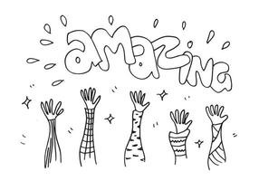 Applause hand draw on white background with amazing text.vector illustration. vector