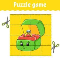 Puzzle game for kids. Education developing worksheet. Learning game for children. Color activity page. Valentine's Day. Riddle for preschool. Isolated vector illustration in cartoon style.