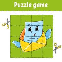 Puzzle game for kids. Education developing worksheet. Learning game for children. Color activity page. Valentine's Day. Riddle for preschool. Isolated vector illustration in cartoon style.