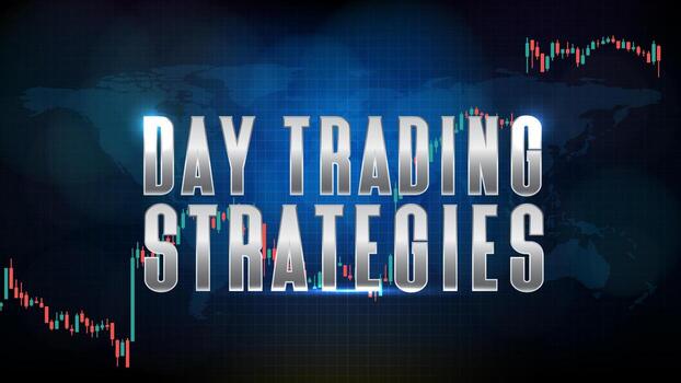 abstract futuristic technology background of Day Trading Strategies with stock market and chart graph vector