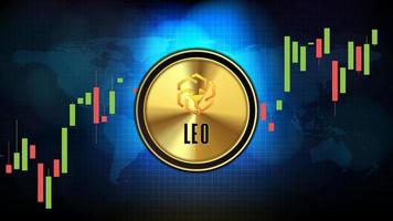 abstract futuristic technology background of UNUS SED LEO LEO Price graph Chart coin digital cryptocurrency vector