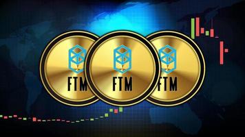 abstract futuristic technology background of Fantom FTM Price graph Chart coin digital cryptocurrency vector