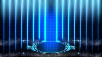 Abstract futuristic background of blue glowing sci fi technology hud ui frame and circuit line vector