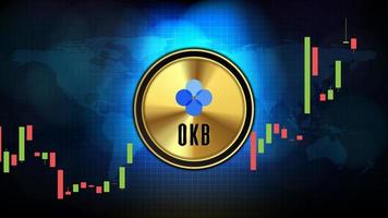 abstract futuristic technology background of OKB OKB Price graph Chart coin digital cryptocurrency vector