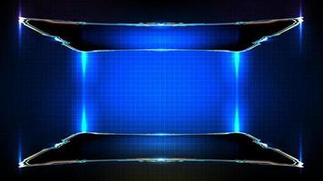 Abstract futuristic background of blue glowing sci fi technology hud ui frame and circuit line vector