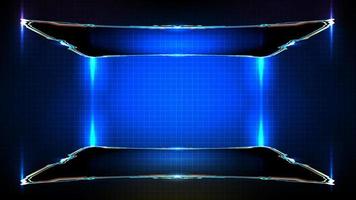 Abstract futuristic background of blue glowing sci fi technology hud ui frame and circuit line vector