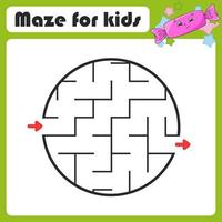 Abstract maze. Game for kids. Puzzle for children. Coon style. Labyrinth conundrum. Color vector illustration. Find the right path. Cute character.