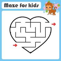 Abstract maze. Game for kids. Puzzle for children. cartoon style. Labyrinth conundrum. Color vector illustration. Find the right path. Cute character. Animal theme.