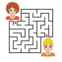 Square maze. Game for kids. Puzzle for children. Labyrinth conundrum. Color vector illustration. Isolated vector illustration. cartoon character.