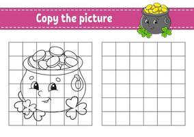 Copy the picture. Coloring book pages for kids. Education developing worksheet. St. Patrick's day. Game for children. Handwriting practice. cartoon character. vector