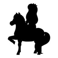 Cute horse. Farm animal. Black silhouette. Design element. Vector illustration isolated on white background. Template for books, stickers, posters, cards, clothes.