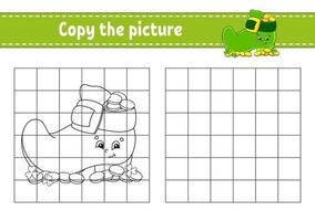 Copy the picture. Coloring book pages for kids. Education developing worksheet. St. Patrick's day. Game for children. Handwriting practice. cartoon character. vector