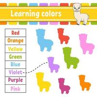 Learning colors. Education developing worksheet. Activity page with pictures. Game for children. Isolated vector illustration. Funny character. cartoon style.
