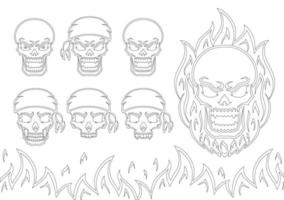 Angry skull. Outline silhouette. Design element. Vector illustration isolated on white background. Template for books, stickers, posters, cards, clothes.