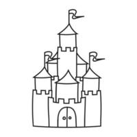 castillo de cuento de hadas. página de libro para colorear para niños. estilo de dibujos animados. ilustración vectorial aislado sobre fondo blanco. vector