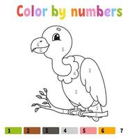 Color by numbers. Coloring book for kids. Vector illustration. cartoon character. Hand drawn. Worksheet page for children. Isolated on white background.