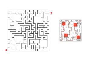 Square maze with answer. Game for kids. Puzzle for children. Labyrinth conundrum. Find the right path. vector