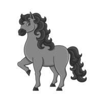 Cute horse. Farm animal. Cute character. Vector illustration. Coon style. Isolated on white background. Design element. Template for your design, books, stickers, cards, posters, clothes.