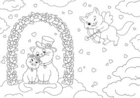 Coloring book page for kids. Cartoon style character. Vector illustration isolated on white background. Valentine's Day.