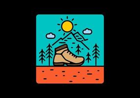 Line art illustration of outdoor shoes vector