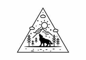 Line art illustration of wild wolf vector