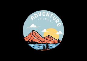 Adventure vibes mountain illustration drawing vector