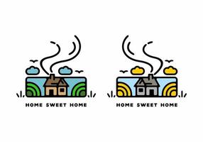 Colorful Home sweet home line art illustration vector