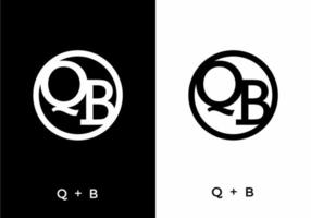 Black and white color of QB initial letter vector