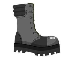 Black army boots, military shoes uniform. vector