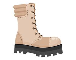 Beige army boots, military shoes uniform. vector