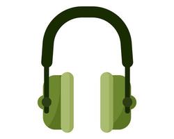 Green khaki military noise canceling earmuffs to protect ears while shooting. vector