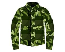 Green khaki camouflage tunic or jacket, military uniform with pockets. vector