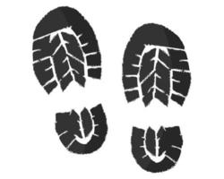 Black army boots footprints, military shoes uniform. vector