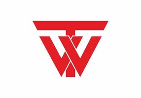 unique shape of red TW initial letter vector