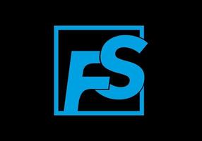 Blue SF initial letter in black background vector
