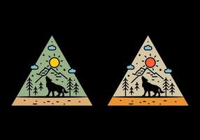 ilustración de arte lineal de lobo salvaje vector