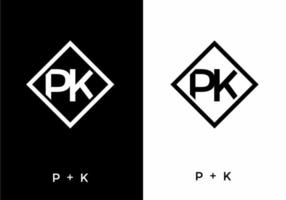 Black and white color of PK initial letter vector