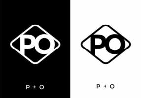 Black and white color of PO initial letter vector