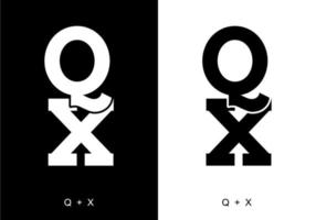 Black and white color of QX initial letter vector