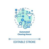 icono de concepto turquesa de la cámara de compensación automatizada. ach idea de transferencia de crédito ilustración de línea delgada. sistema de pago electrónico. transacción financiera. dibujo de contorno aislado vectorial. trazo editable vector