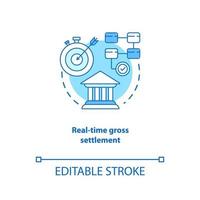 Real time gross settlement turquoise concept icon. Funds transfer procedure idea thin line illustration. RTGS. Payment settling. Banking system. Vector isolated outline drawing. Editable stroke